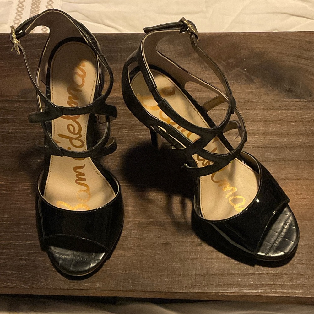 Sam Edelman Black Patent Strappy Heels